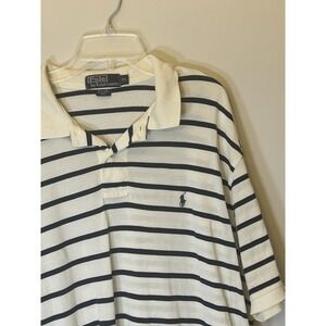Polo Ralph Lauren Shirt Men's XL White Black Stripe Logo Classic Fit Preppy Polo